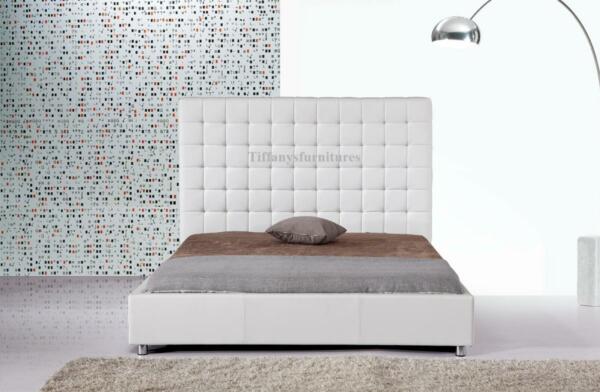 #4005 Gorgeous Modern Cal Eastern King Size White PU Leather bed