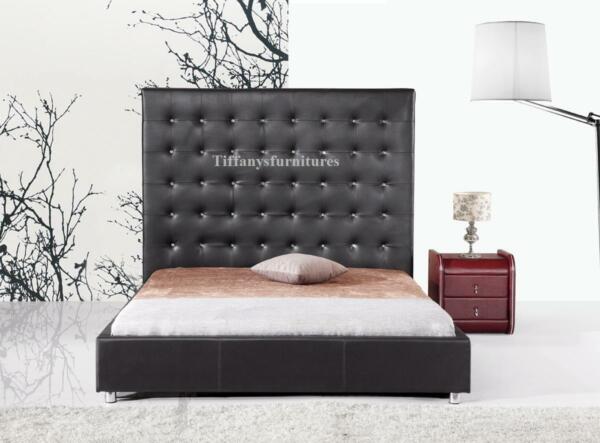 #4006 Gorgeous Modern Cal Eastern king Size Black PU Leather bed