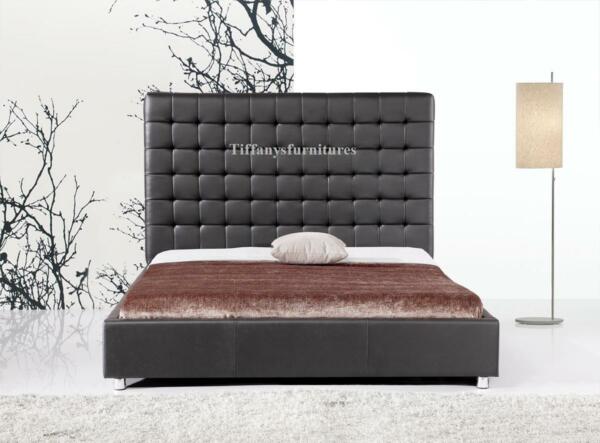 #4005 Gorgeous Modern Cal Eastern king Size black PU Leather bed