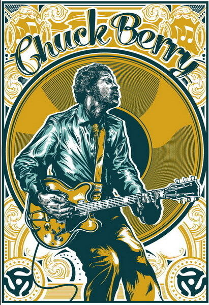 004 Chuck Berry RIP Duck Walk USA Singer Guitar Player 14x20 Poster
