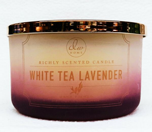 1 DW Home WHITE TEA LAVENDER 3 Wick Large Candle 12.9 oz BURNS UP TO 26 HRS