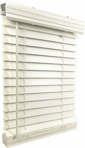 2 Faux Wood Blinds 34.125 W x 60 H Inside Mount Cordless Blinds White