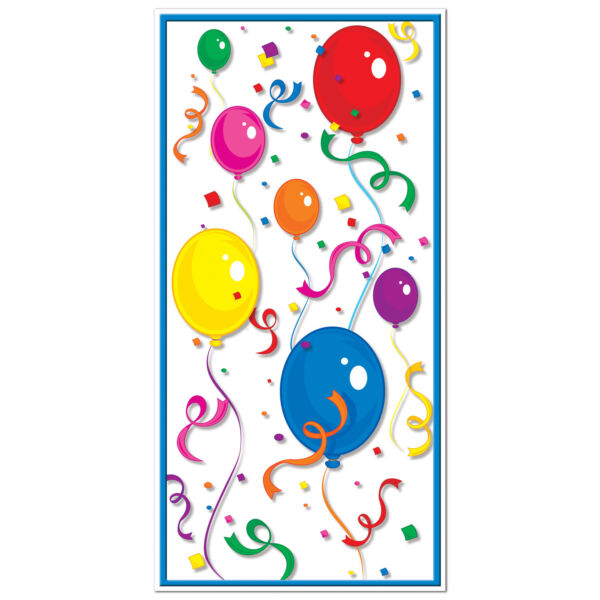 1 BIRTHDAY Party Decoration BALLOONS CONFETTI Door Wall Cover 30 in x 60 in