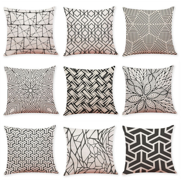 18 geometric pattern Cotton Linen Pillow Case Sofa Cushion Cover Home Decor