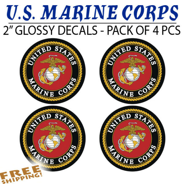4 PCS U.S. Marine Corps SMALL Vinyl Decal Glossy Stickers Semper FIdelis