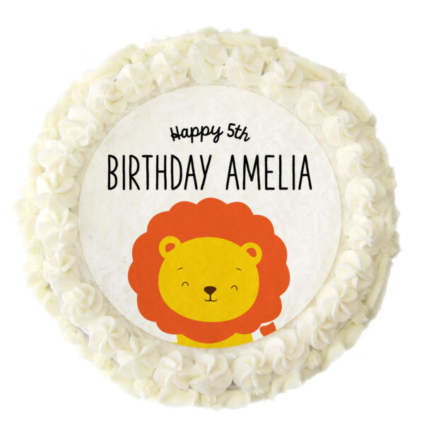 1 x PERSONALISED 7.5 Lion Birthday Party Rice Paper Edible Cake Topper