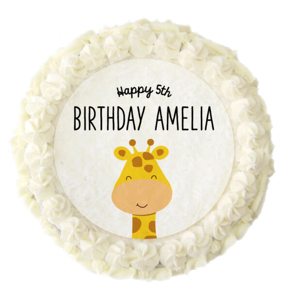 1 x PERSONALISED 7.5 Giraffe Birthday Party Rice Paper Edible Cake Topper
