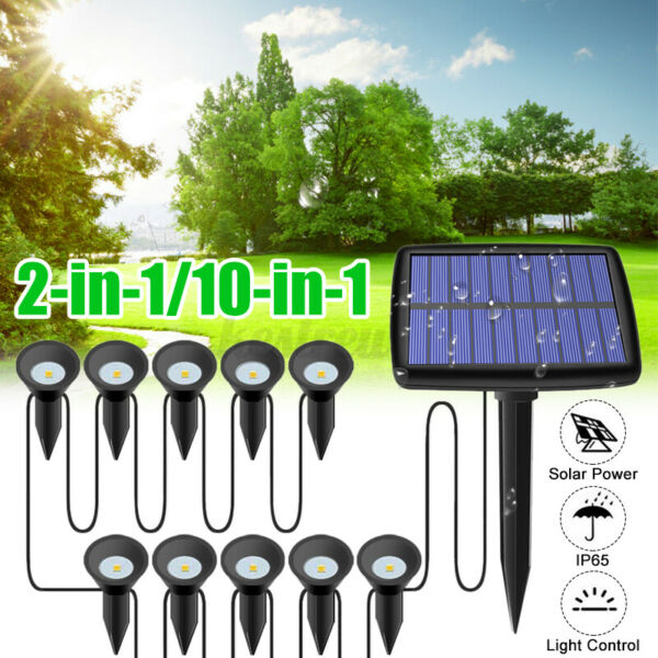 10 In 1 Solar Spot Light Outdoor LED Garden Lawn Landscape Path Wall Lam