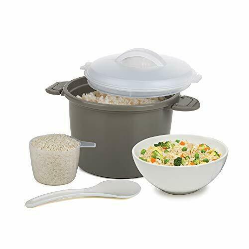  Microwave Rice Cooker Steamer Lid Pampered Chef Cup Bowl Kitchen 4 Piece Gray
