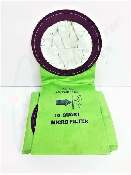 10 Eco Green Back Pack Microfine Electrostatic Micro Filter Vacuum Bags 10Qt