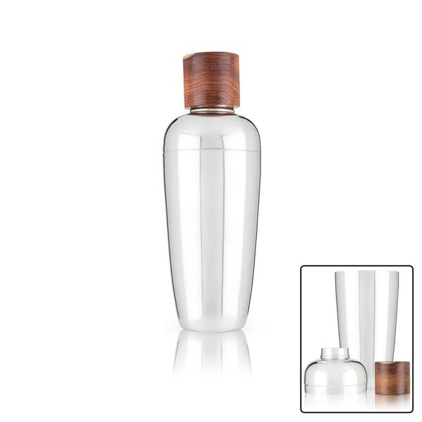 28 oz Stainless Steel Cocktail Shaker Drink Mixer Martini Bar Strainer Wood Cap