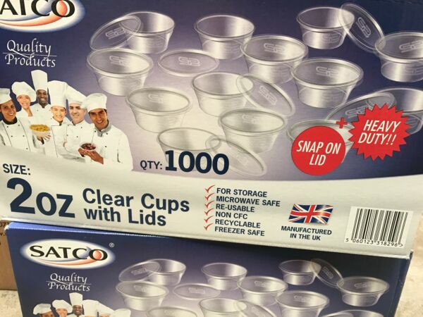 # 2oz H Duty Clear Plastic Chutney Cups With Lids Sauce Pots Deli Pots Desserts