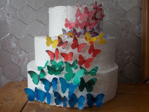 48 PRECUT Multi Mix Edible wafer rice paper Butterflies cake cupcake toppers
