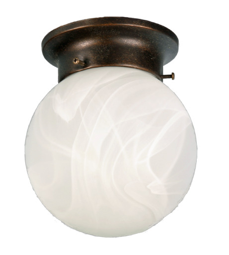 1 light Oil Rubbed Bronze Flush Mount Light Fixture with Alabaster Finish Glass
