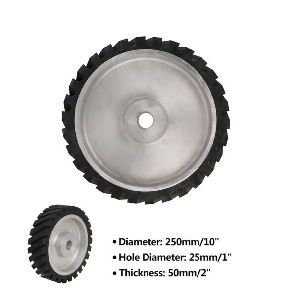10 Inch Rubber Serrated Belt Grinder Polishing Contact Wheel 1 Hole 250x25x50mm