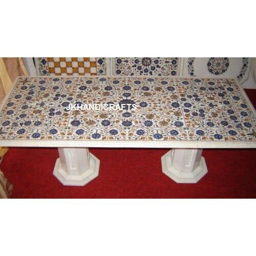 48 x 36 Marble Counter Dining Table Top Lapis Lazuli Inlaid Hallway Decor Gift