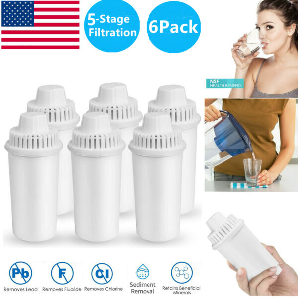 1 6 Pack Water Pitcher Filters Fit for Brita MAVEA Replacement Filter Cartridge