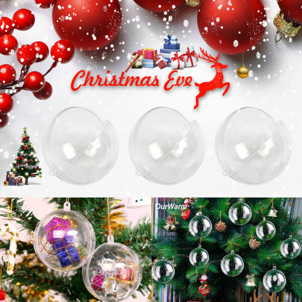 10 20Pcs Clear Balls Fillable Baubles DIY Sphere Craft Christmas Tree Ornaments