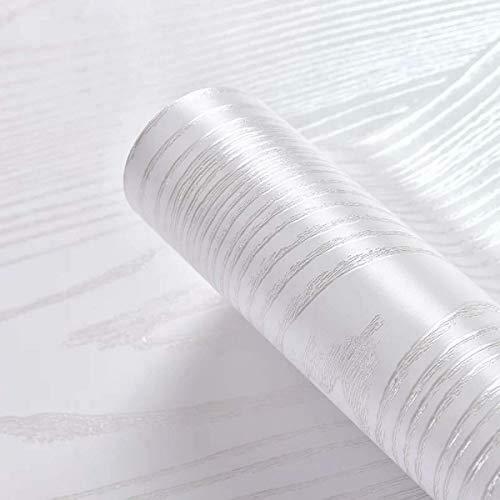 15.8 x78.7 Silver White Wood Paper Vinyl Wallpaper Removable Peel and Stick