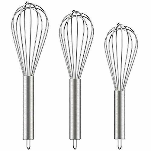 3 Pack Stainless Steel Whisks 8 10 12 inch Wire Whisk Set Kitchen Tool Blending