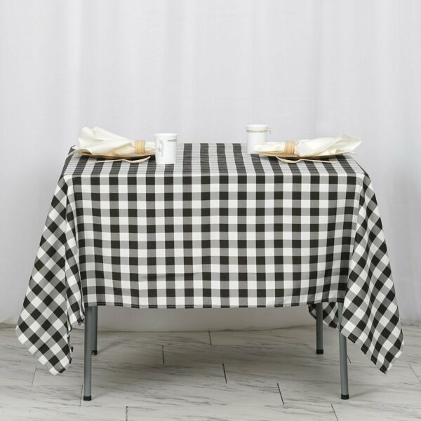70 Square Black White Checkered Wholesale Gingham Polyester Linen Picnic Rest