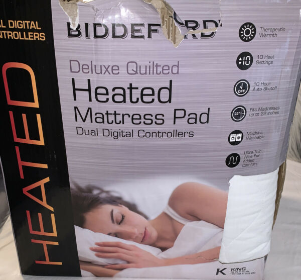 1 Biddeford Deluxe Quilted Heated Mattress Pad Dual Digital Controllers King