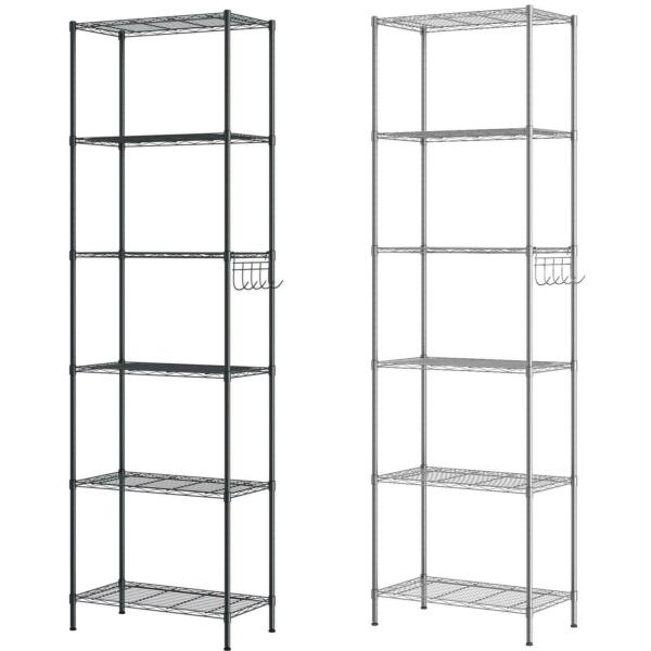 6 Tier Storage Shelf Wire Shelving Free Standing Rack Organization Adjustable