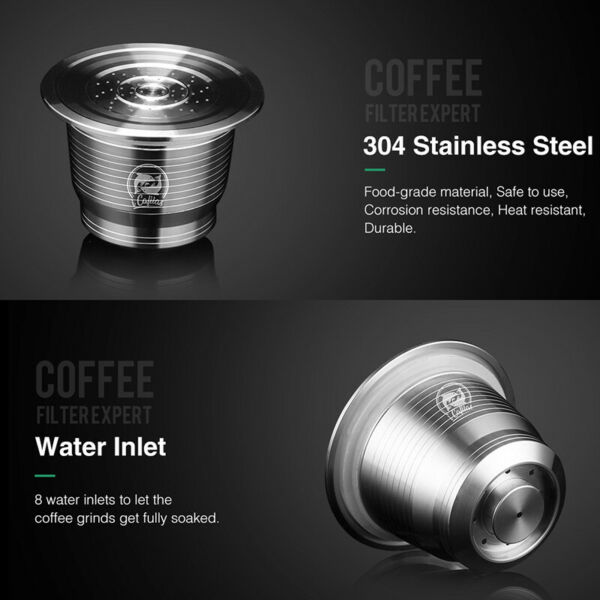 1 X Silver Refillable Coffee Capsules Pods Stainless Steel Filter For Nespresso