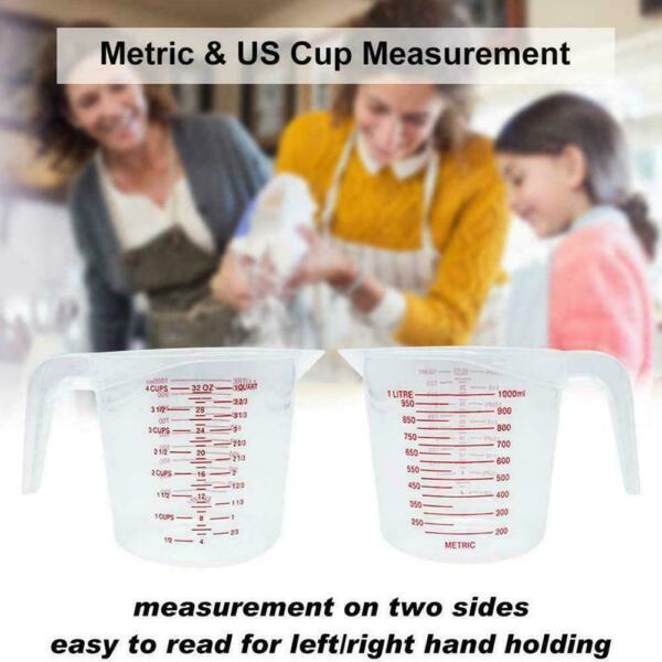 250 500 1000ML Plastic Measuring Cup Jug pour Spout Tool Kitchen V1Z3