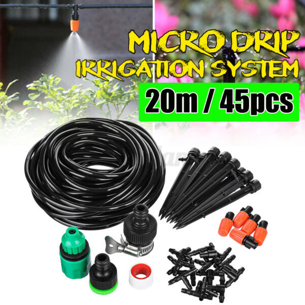 20m DIY Water Irrigation Kits Micro Drip Watering Plant System Garden Hose