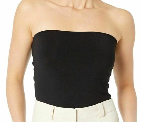 $150 Susana Monaco Womens Black Solid Core Strapless Pull On Tube Top Size M