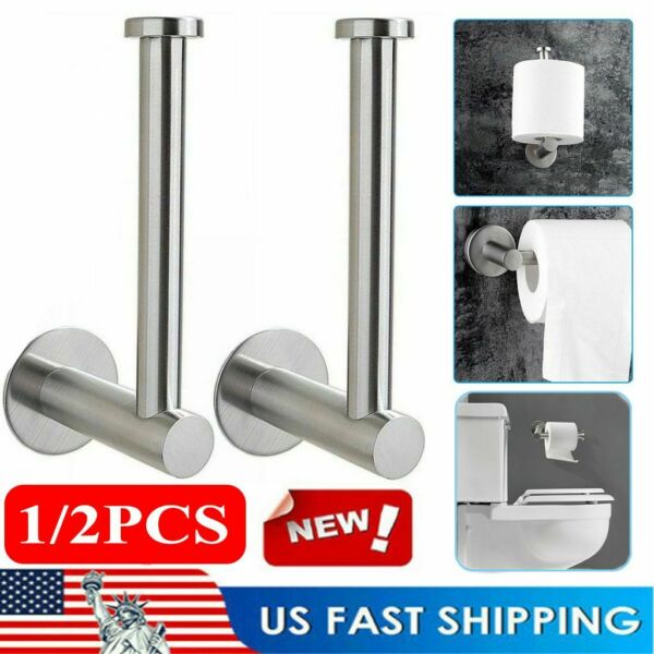 1 2X Wall Mounted Bathroom Toilet Paper Holder Rack Tissue Roll Stainless Steel