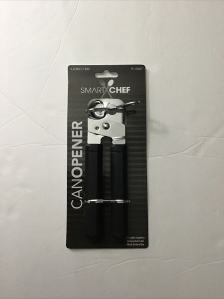 1 PC SMART CHEF STAINLESS STEEL CAN OPENER DISHWASHER SAFE BLACK COLOR HANDLE