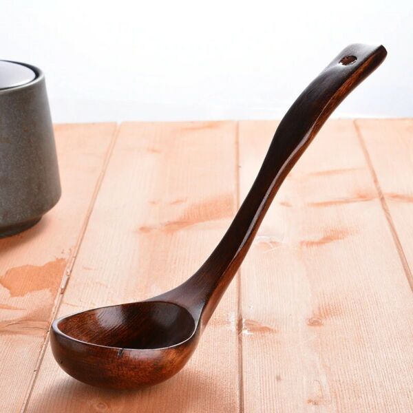 1Pcs Wooden Deep Ladle Scoop Multi Wooden Cooking Spoon utensil rice spoon new