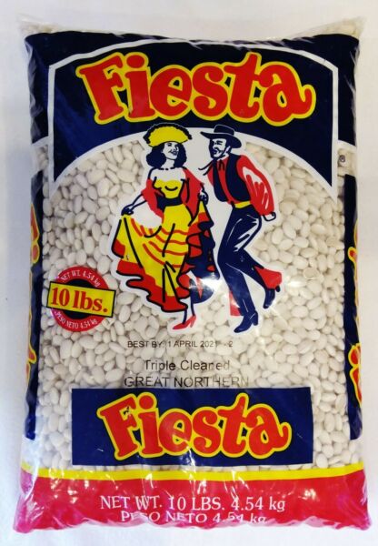 1 BAG Fiesta Triple Cleaned Great Northern BEANS White 10 LBS Best By 01 2021