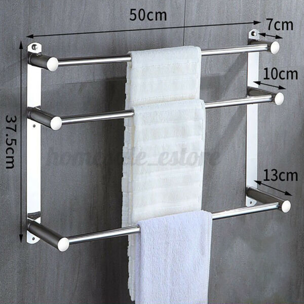 1 2 3 Layer Towel Rail Rack Shelf Holder Stainless Steel Hook Wall Mounted